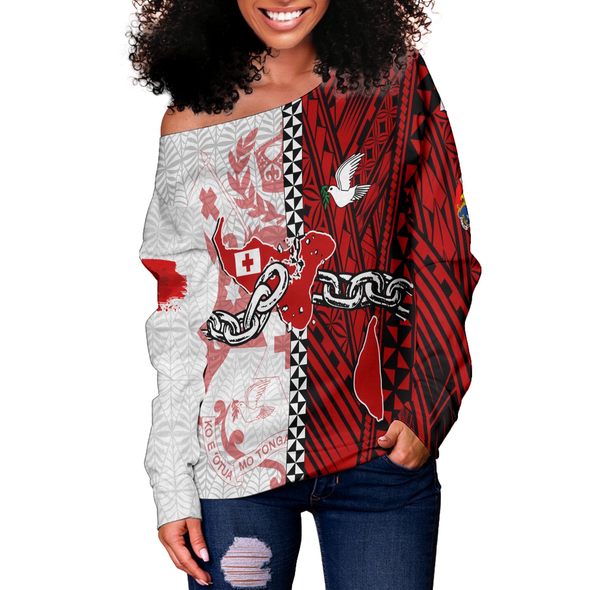 Tonga National Emancipation Day Women Off Shoulder Sweatshirt