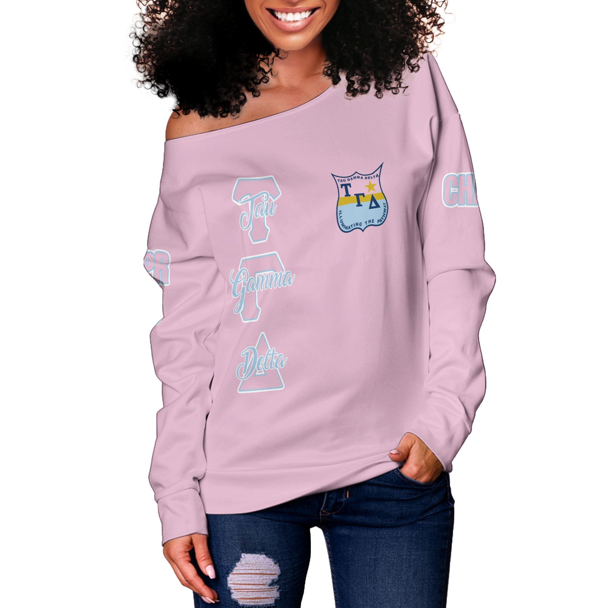 Sorority Sweatshirt - Personalized Tau Gamma Delta Women Off Shoulder Sweatshirt Original Style