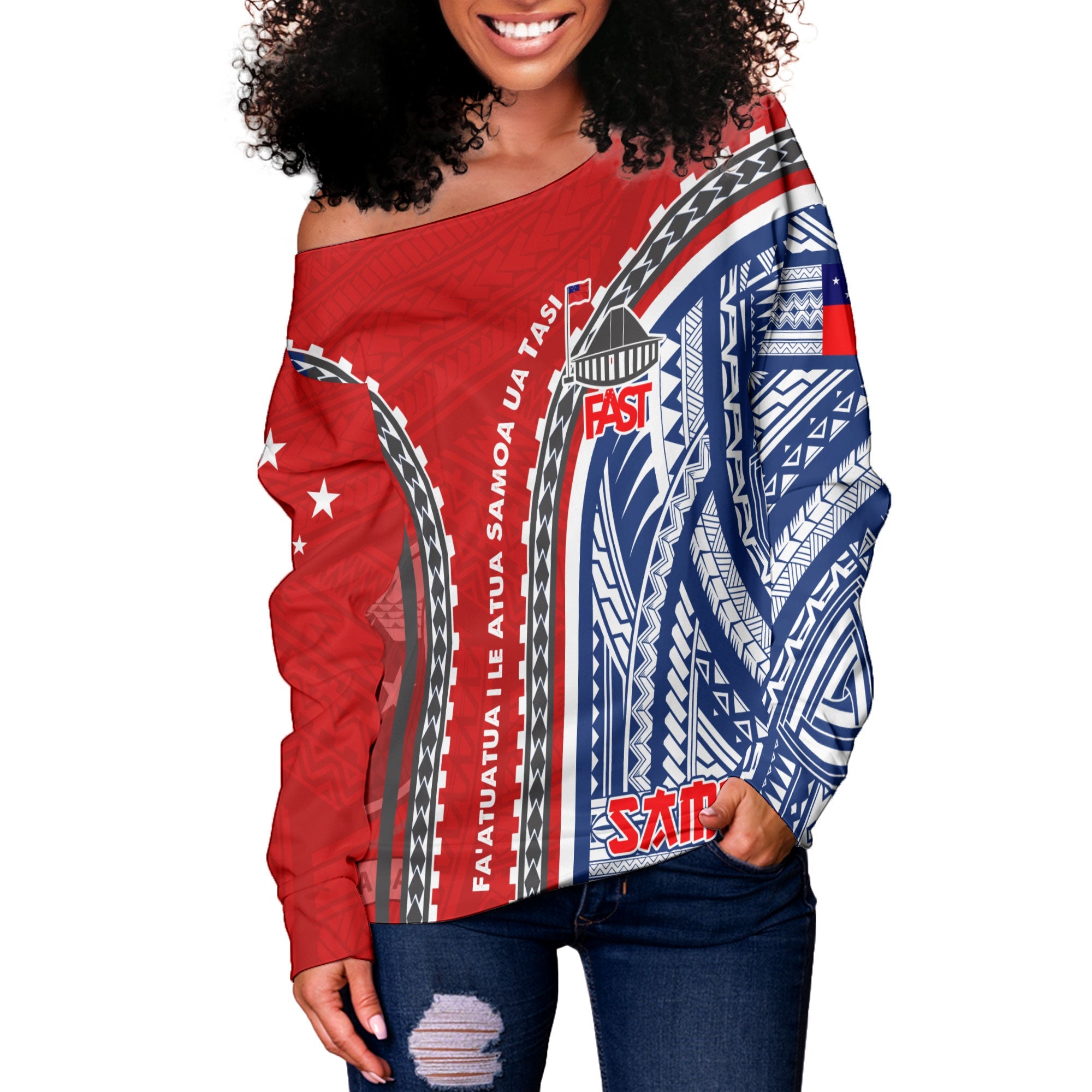 FAST Samoa United in Faith Women Off Shoulder Sweatshirt