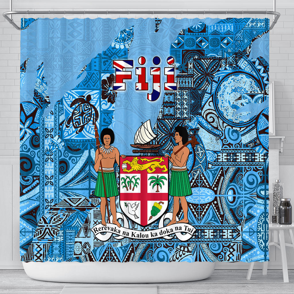 Fiji Flag & Coat Of Arms Shower Curtain