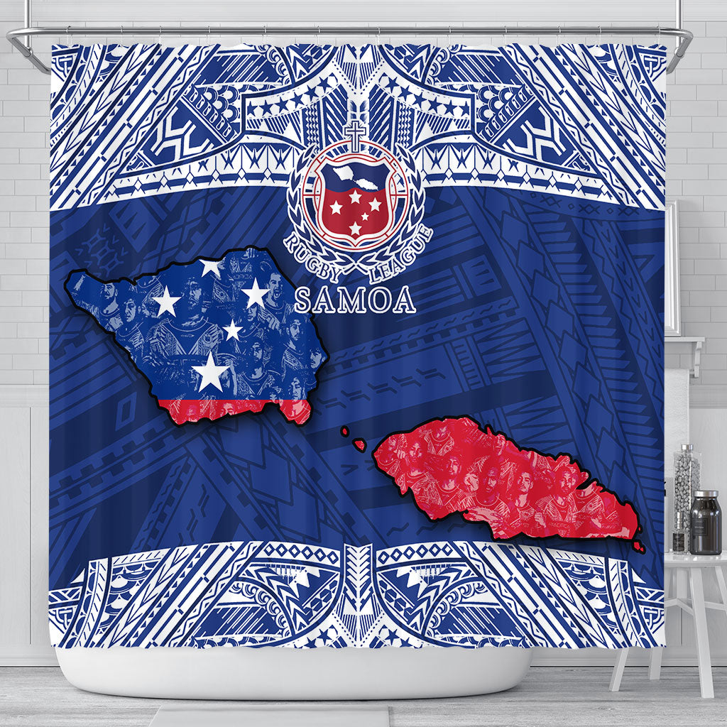 Samoa TOA Rugby Shower Curtain Map Style