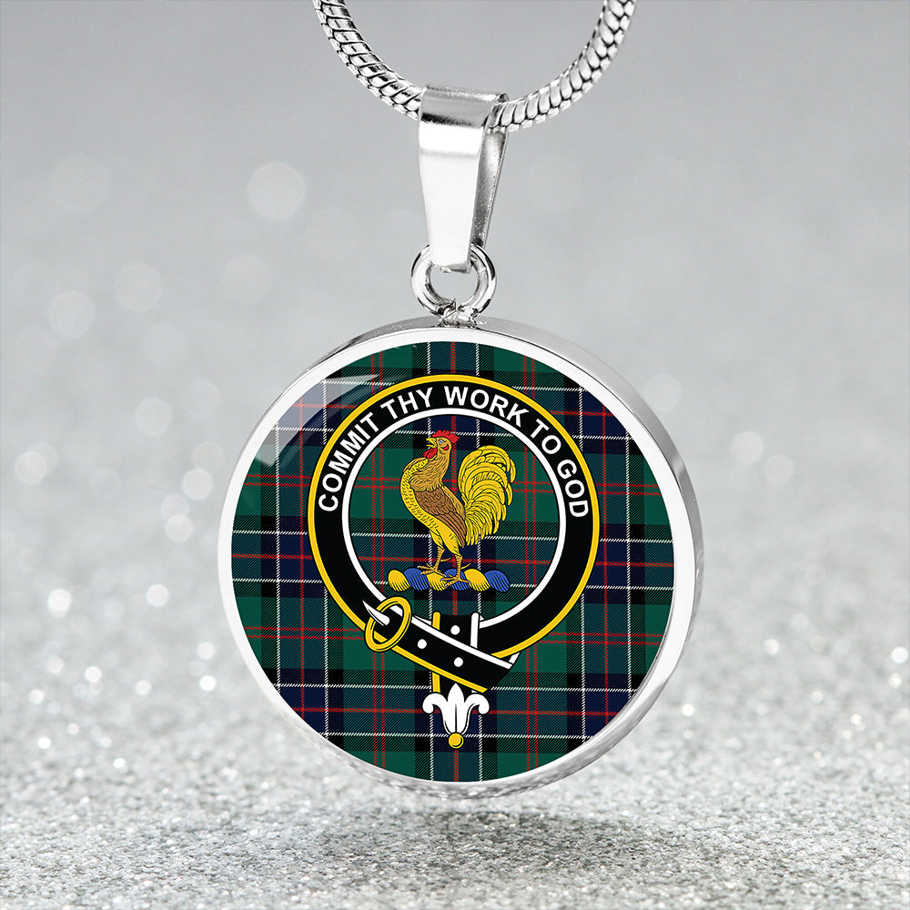 Scottish Tartan Sinclair Hunting Modern Clan Circle Necklace Classic Style