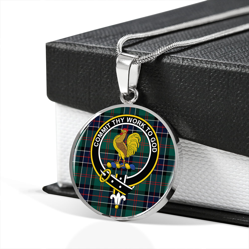 Scottish Tartan Sinclair Hunting Modern Clan Circle Necklace Classic Style