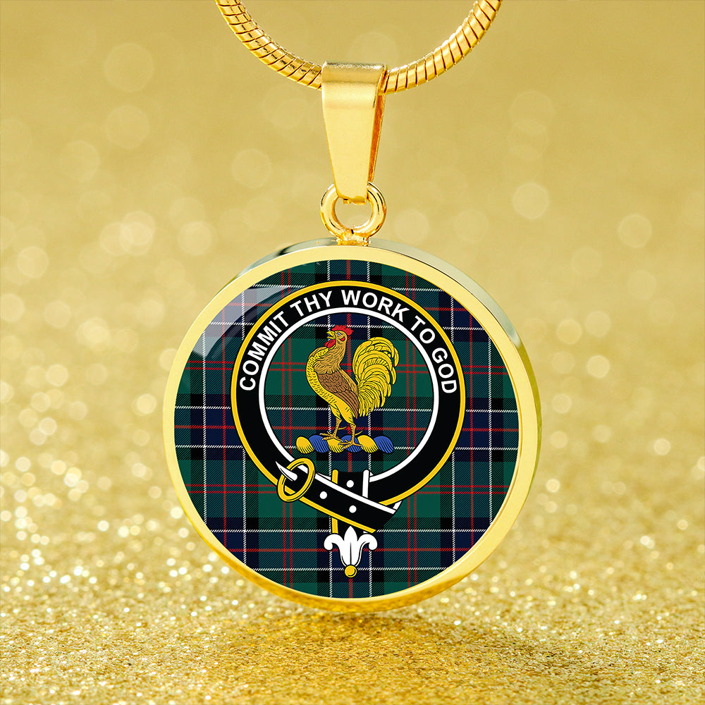 Scottish Tartan Sinclair Hunting Modern Clan Circle Necklace Classic Style