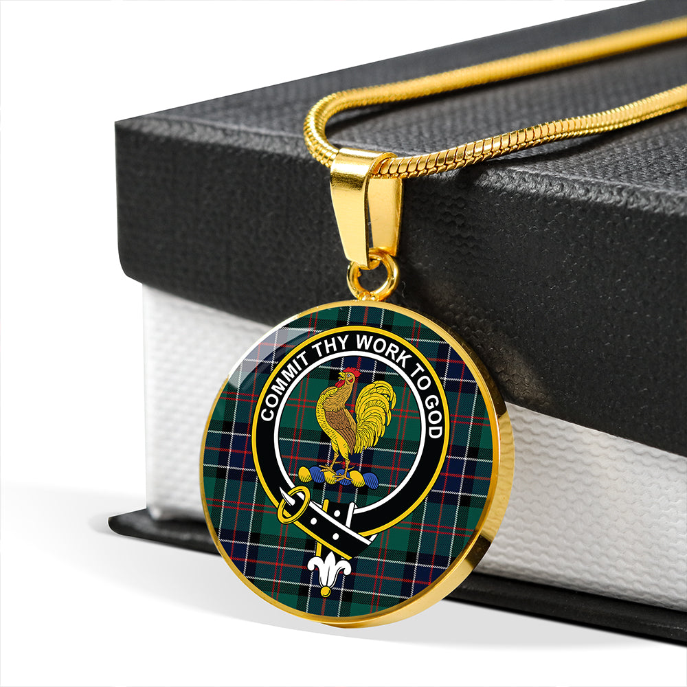 Scottish Tartan Sinclair Hunting Modern Clan Circle Necklace Classic Style