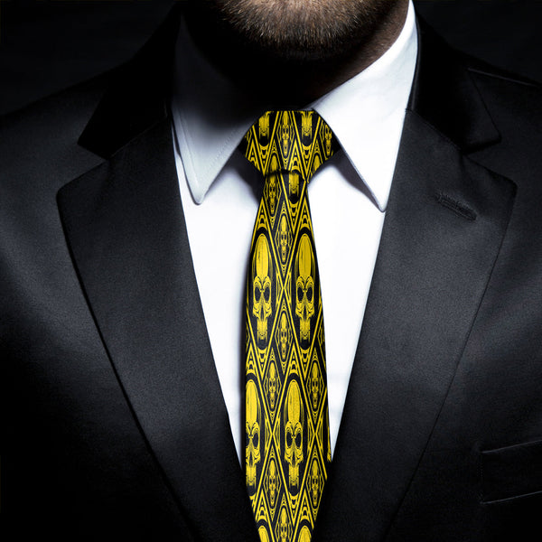 Viking Necktie Skull Pattern Gold