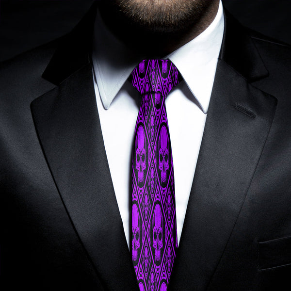 Viking Necktie Skull Pattern Purple