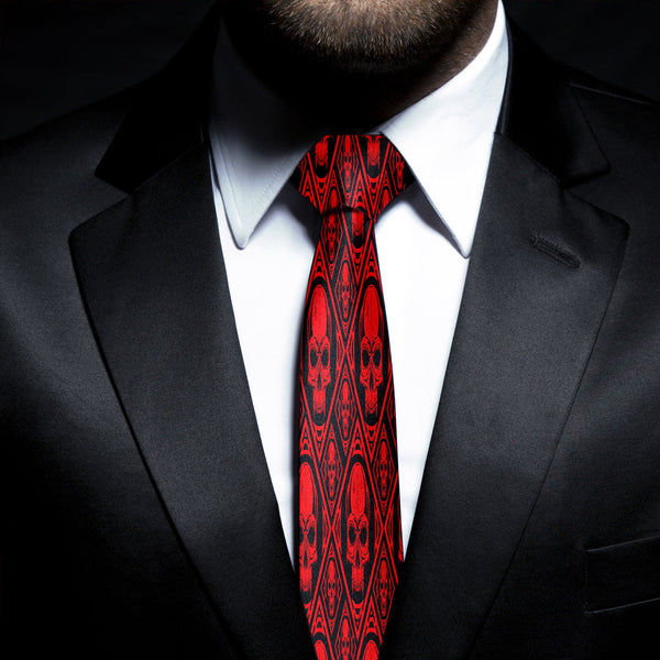 Viking Necktie Skull Pattern Red