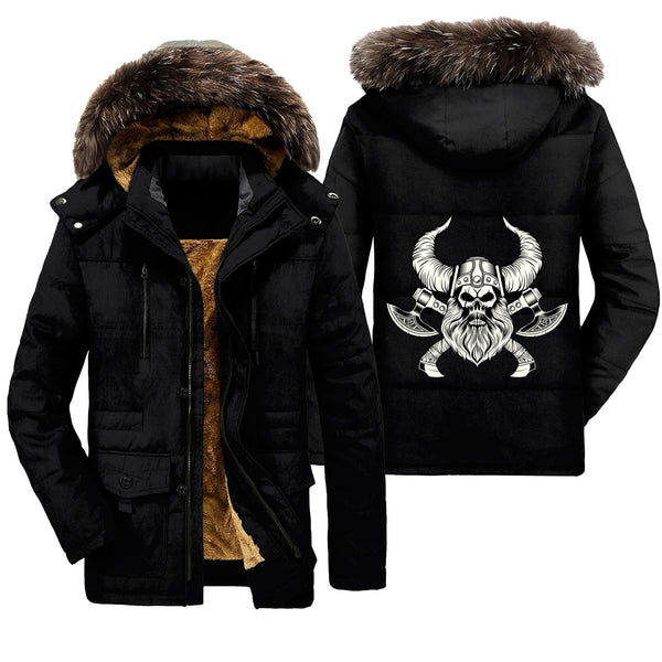 Viking Parka Jacket Skull With Crossed Axes