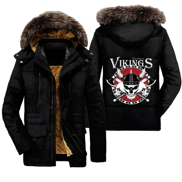 Viking Parka Jacket Skulls With Shield And Axes