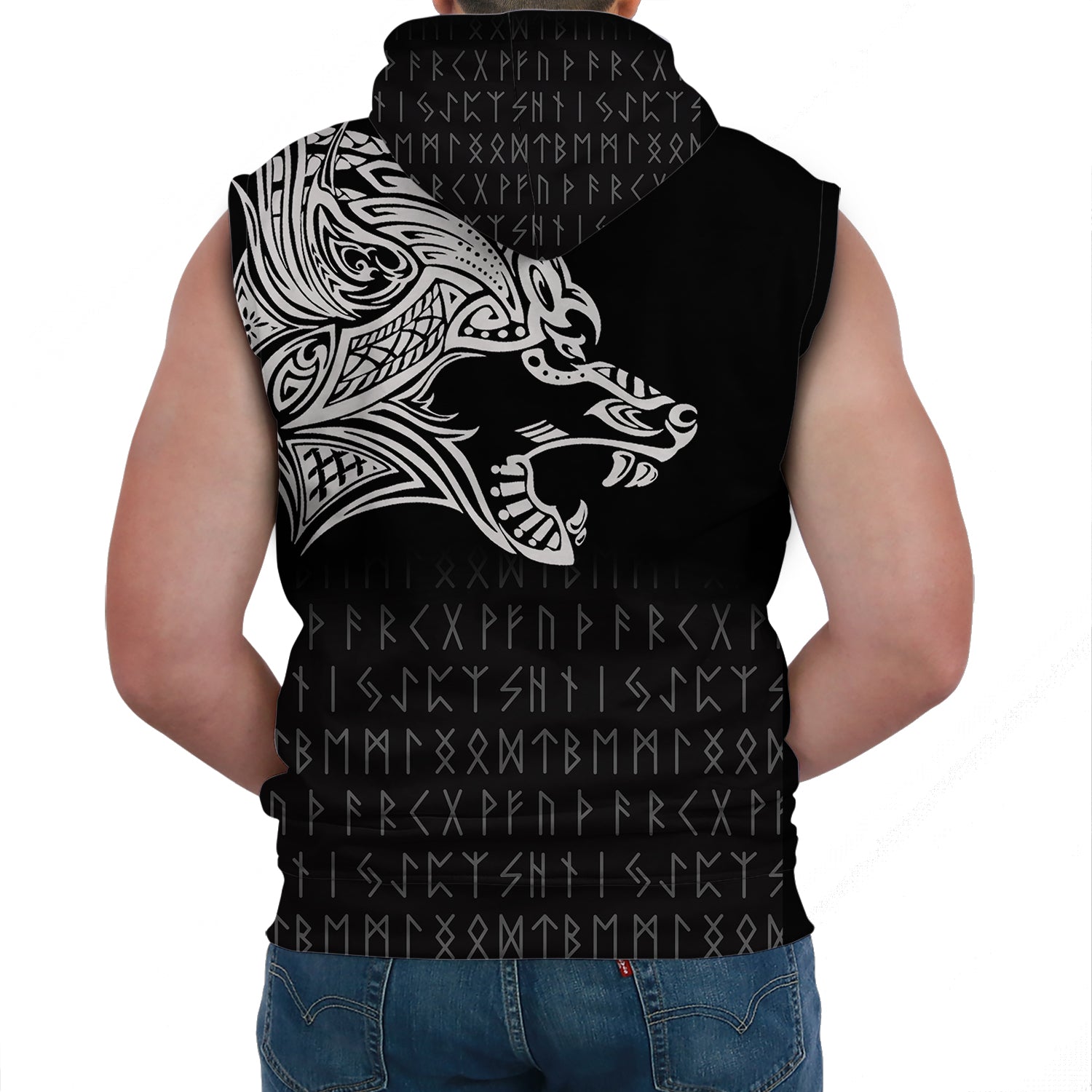 Viking Sleeveless Hoodie Fenrir Tatoo