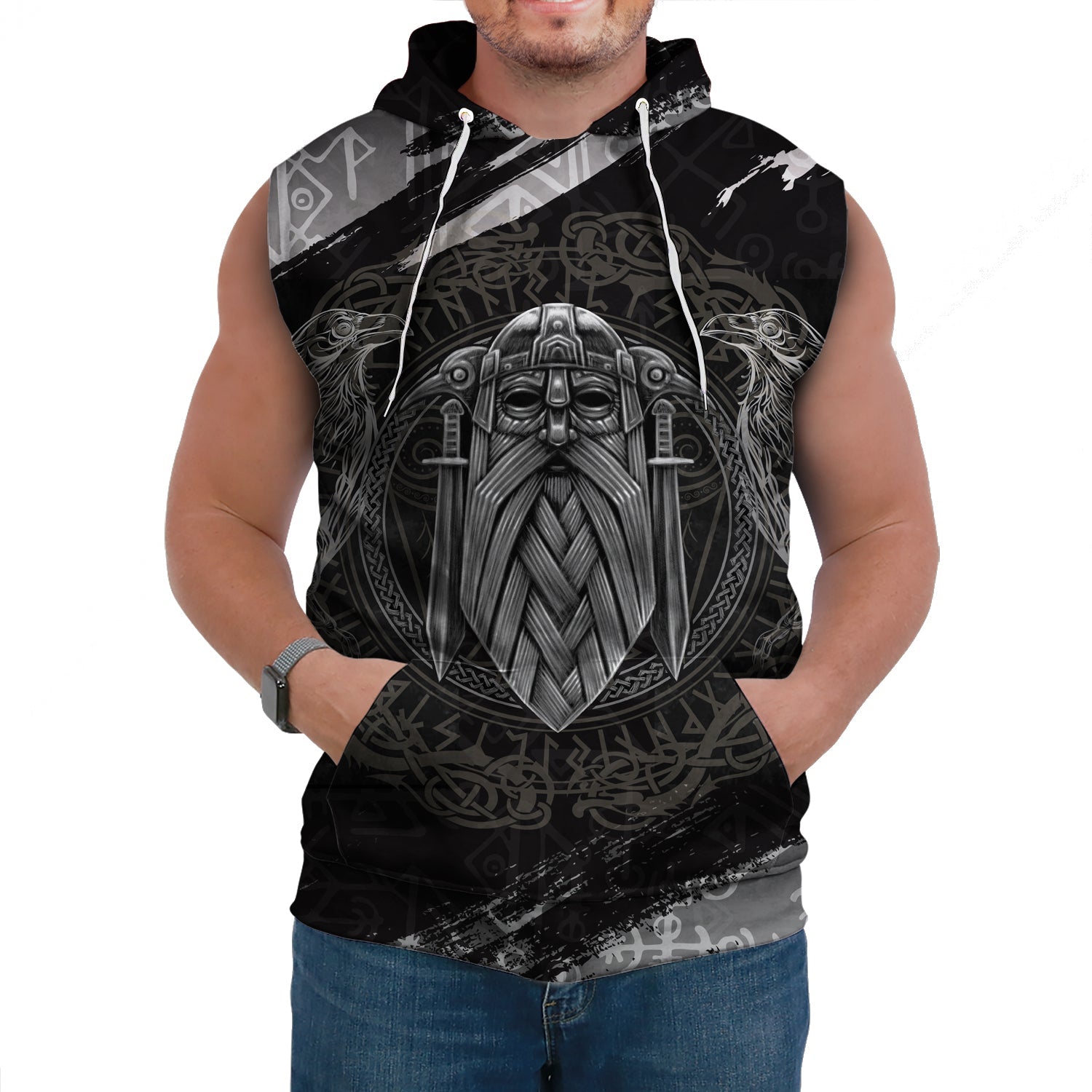 Viking Sleeveless Hoodie Odin God Of Asgard