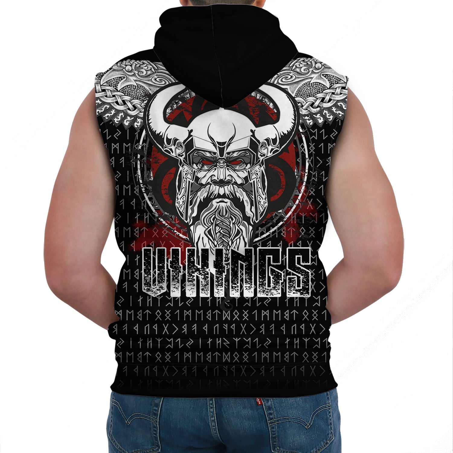 Viking Sleeveless Hoodie Odin Honor Viking Pattern