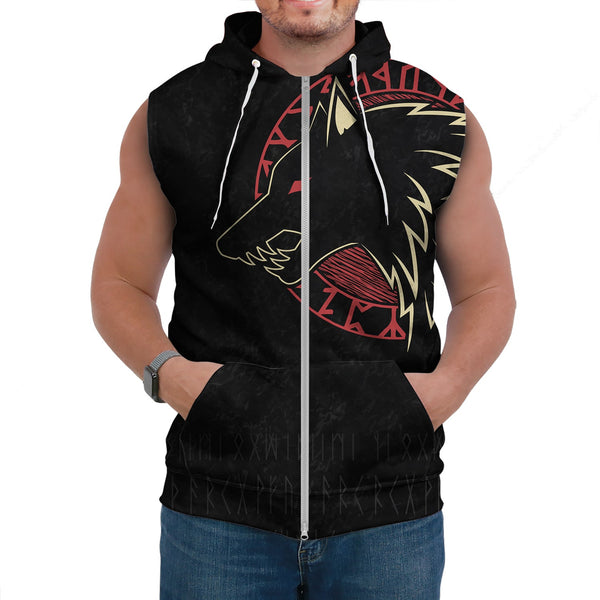 Viking Sleeveless Hoodie Norse Wolf