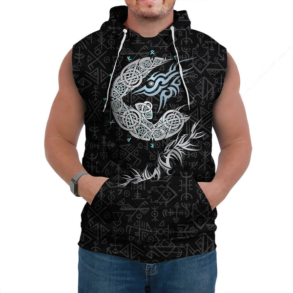 Viking Sleeveless Hoodie Fenrir Wolf  Style Ver01