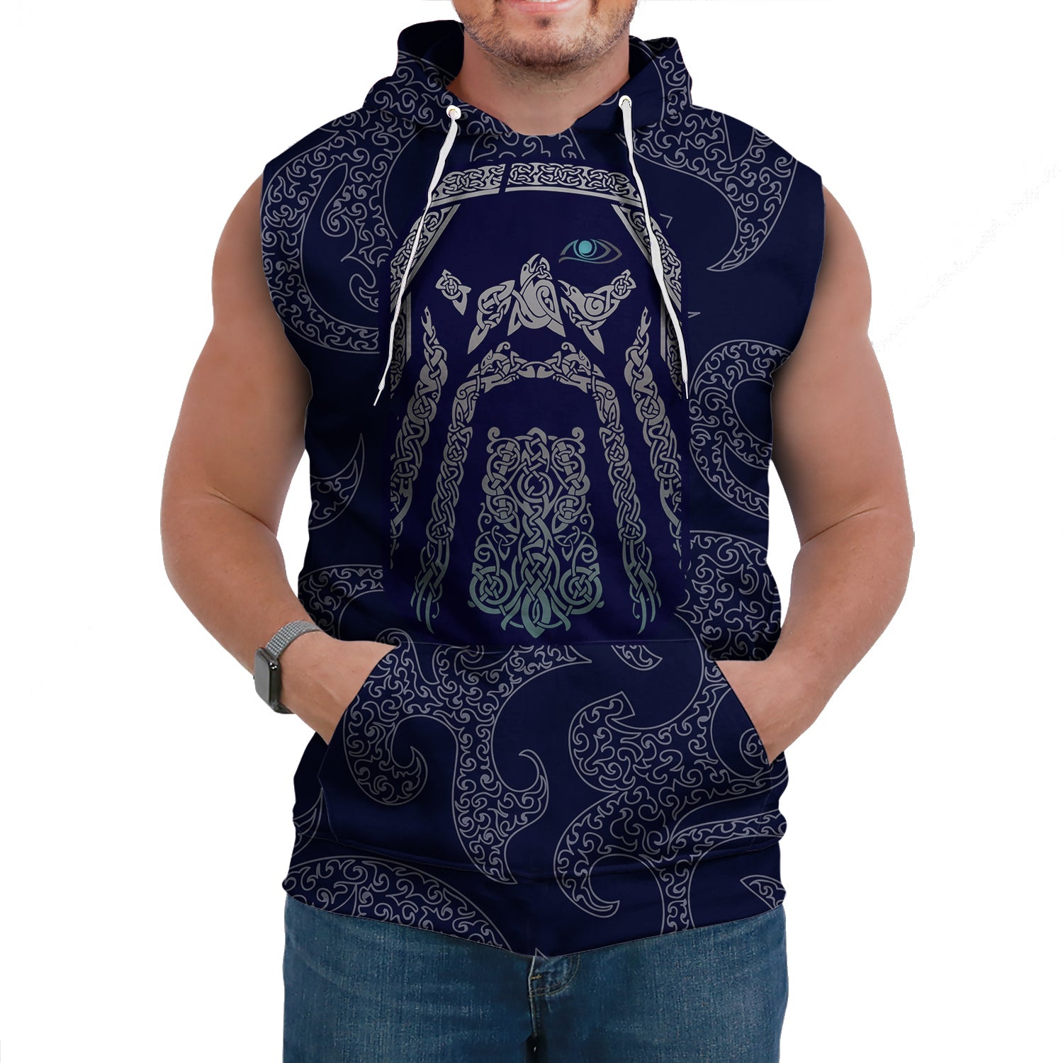 Viking Sleeveless Hoodies Odin God Tattoo