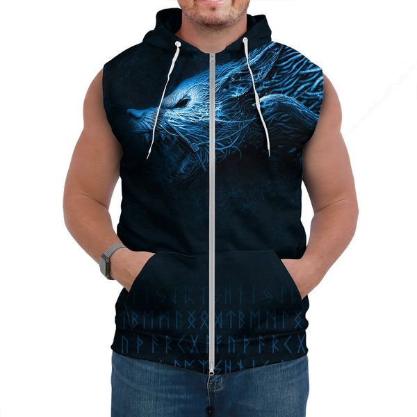 Viking Sleeveless Hoodie Fenrir Wolf