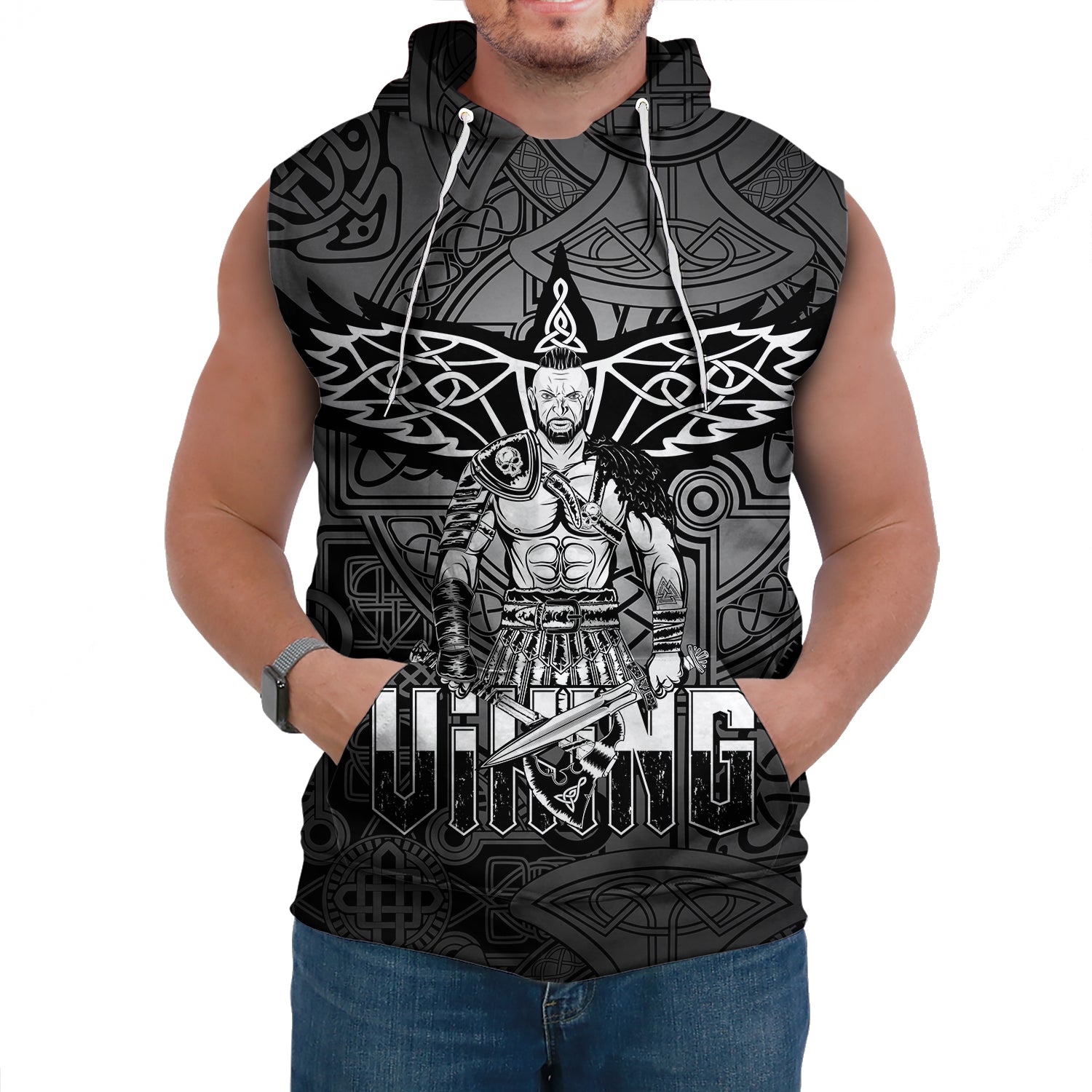 Viking Sleeveless Hoodie Celtic Warrior