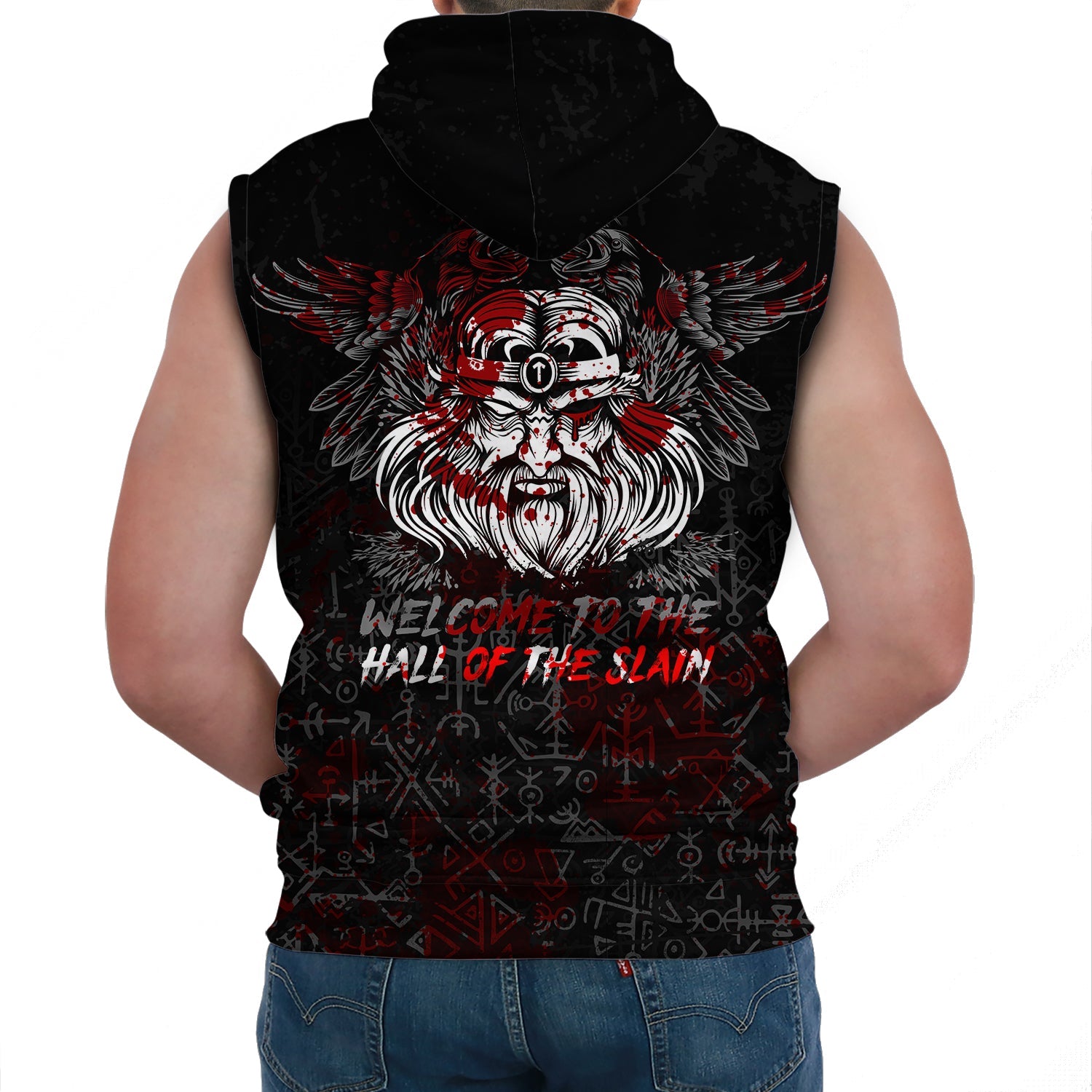 Viking Sleeveless Hoodie Odin Blood