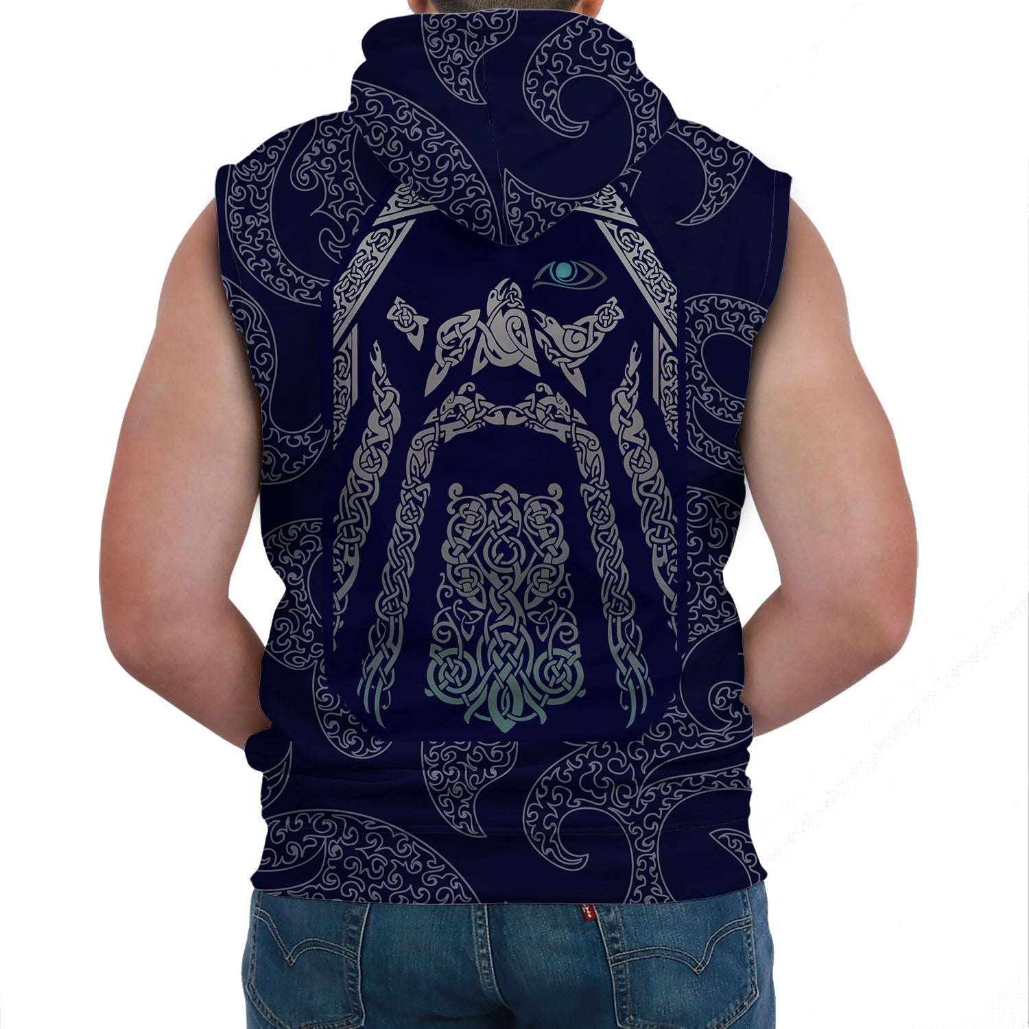 Custom Viking Sleeveless Hoodies Odin God Tattoo