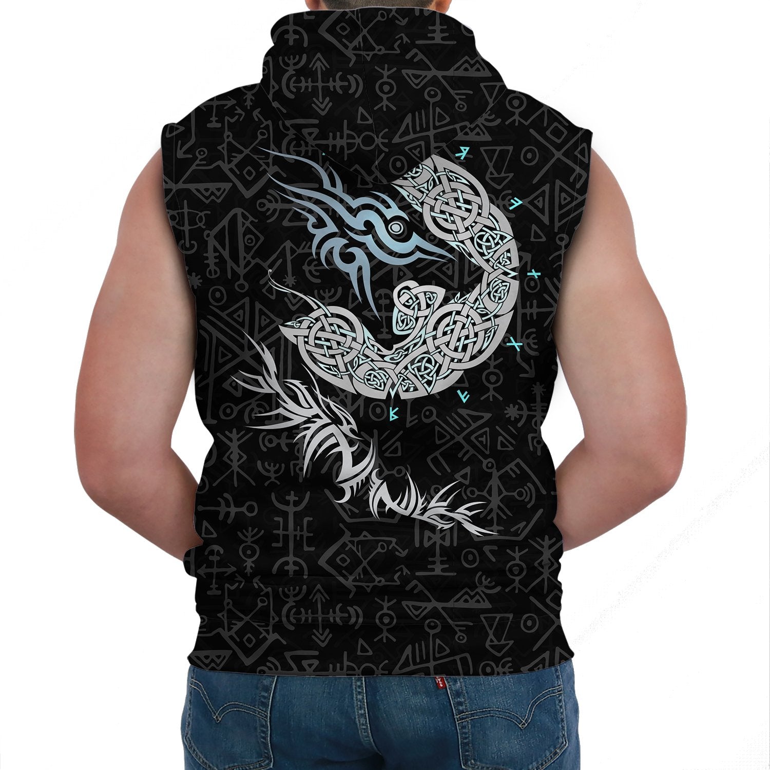 Viking Sleeveless Hoodie Fenrir Wolf  Style Ver01