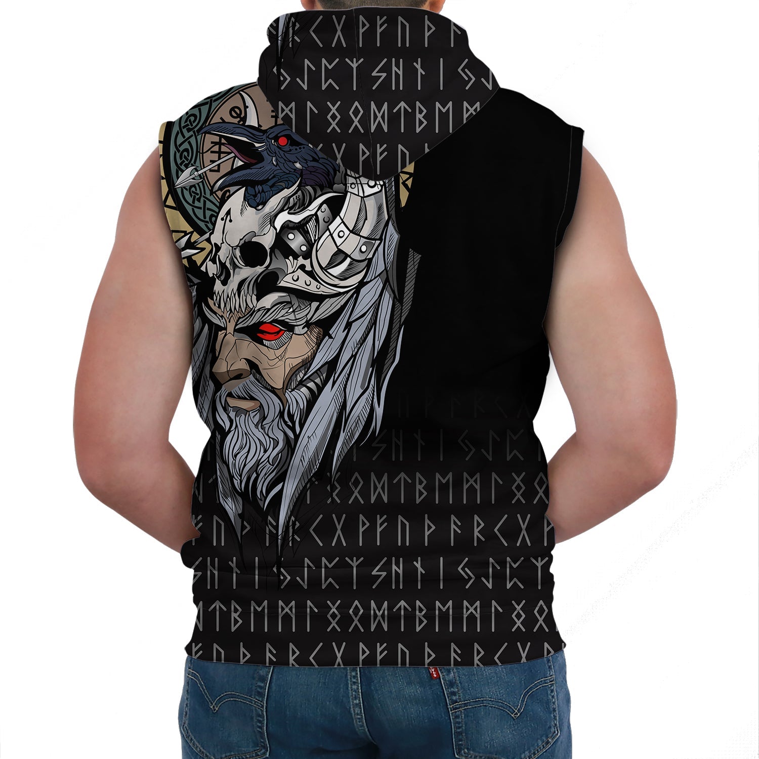 Viking Sleeveless Hoodies Viking Odin Raven