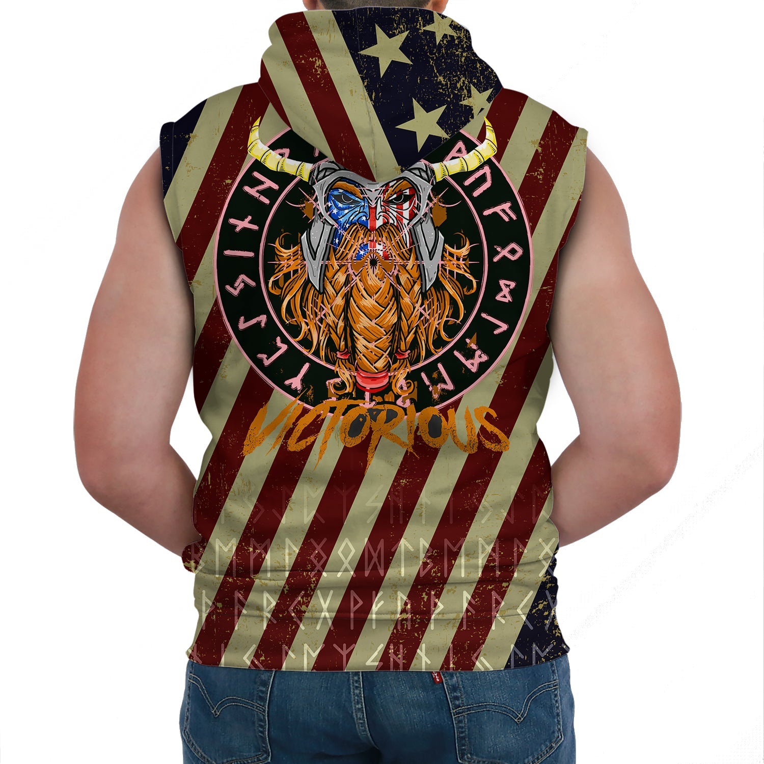 Viking Sleeveless Hoodies American Warrior Victorious