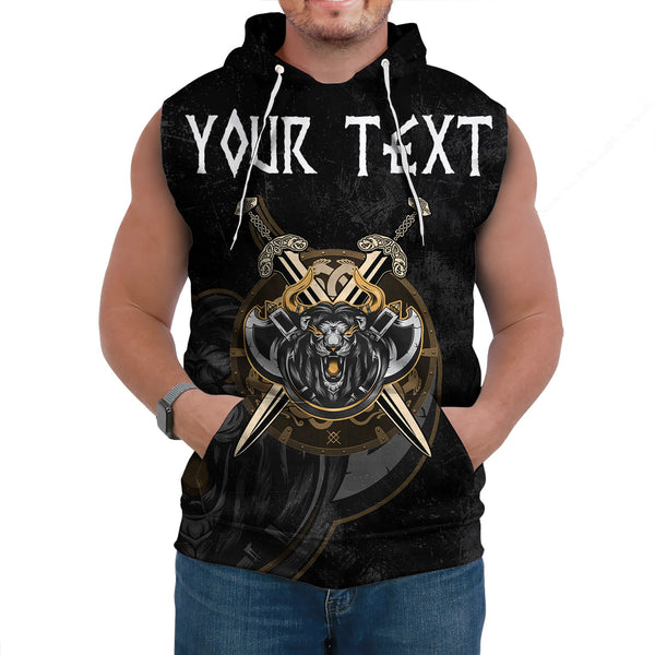 Custom Viking Sleeveless Hoodies Viking Lion