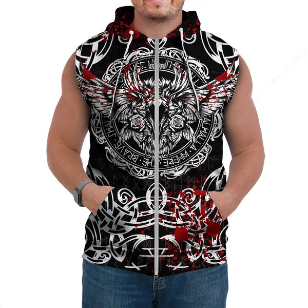 Viking Sleeveless Hoodie Raven Blood