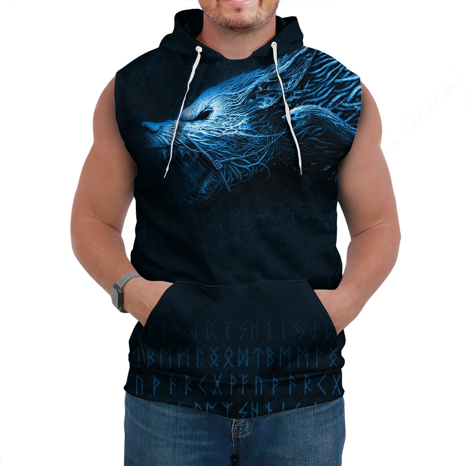 Viking Sleeveless Hoodie Fenrir Wolf