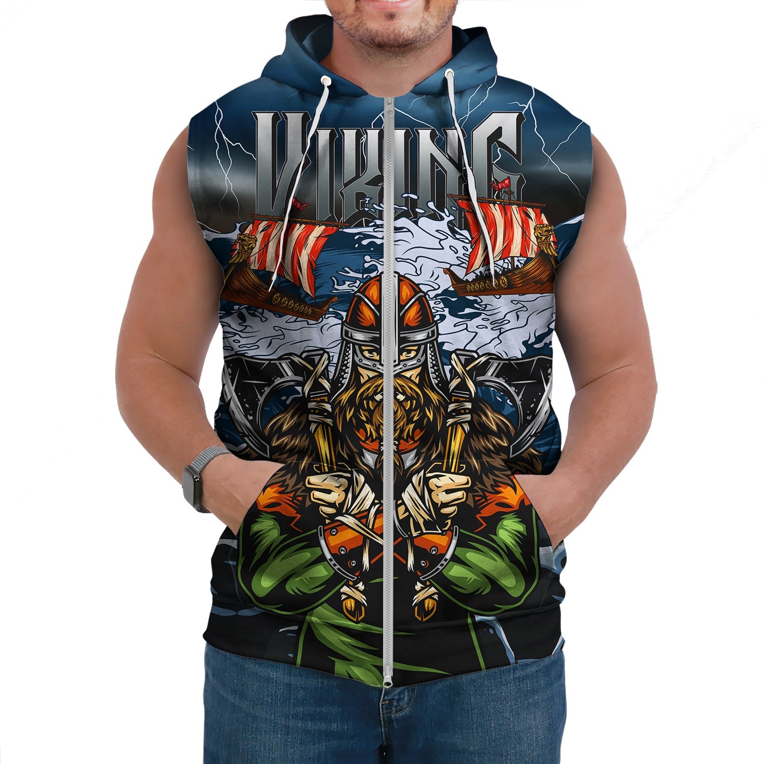 Viking Sleeveless Hoodie 3D Odin