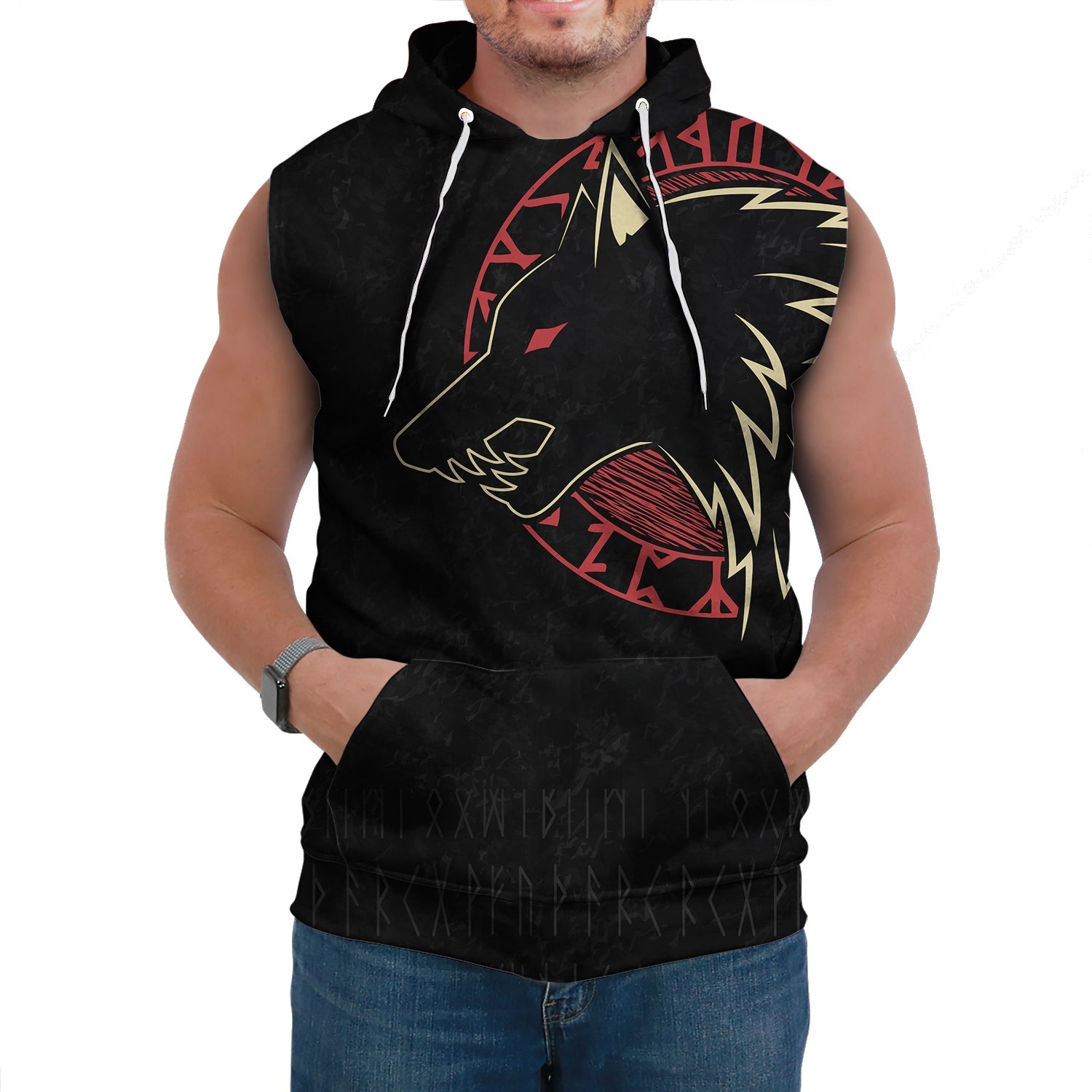 Viking Sleeveless Hoodie Norse Wolf