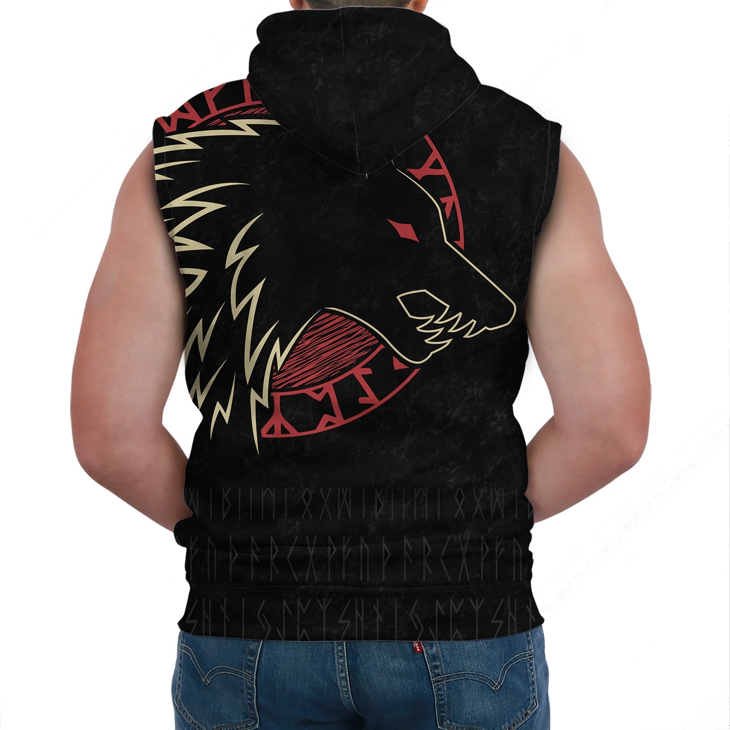 Viking Sleeveless Hoodie Norse Wolf