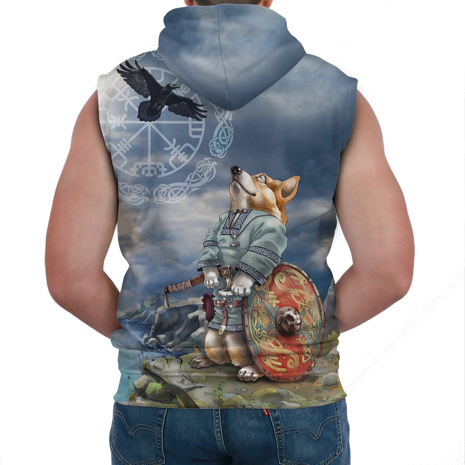 Viking Sleeveless Hoodie Corgi