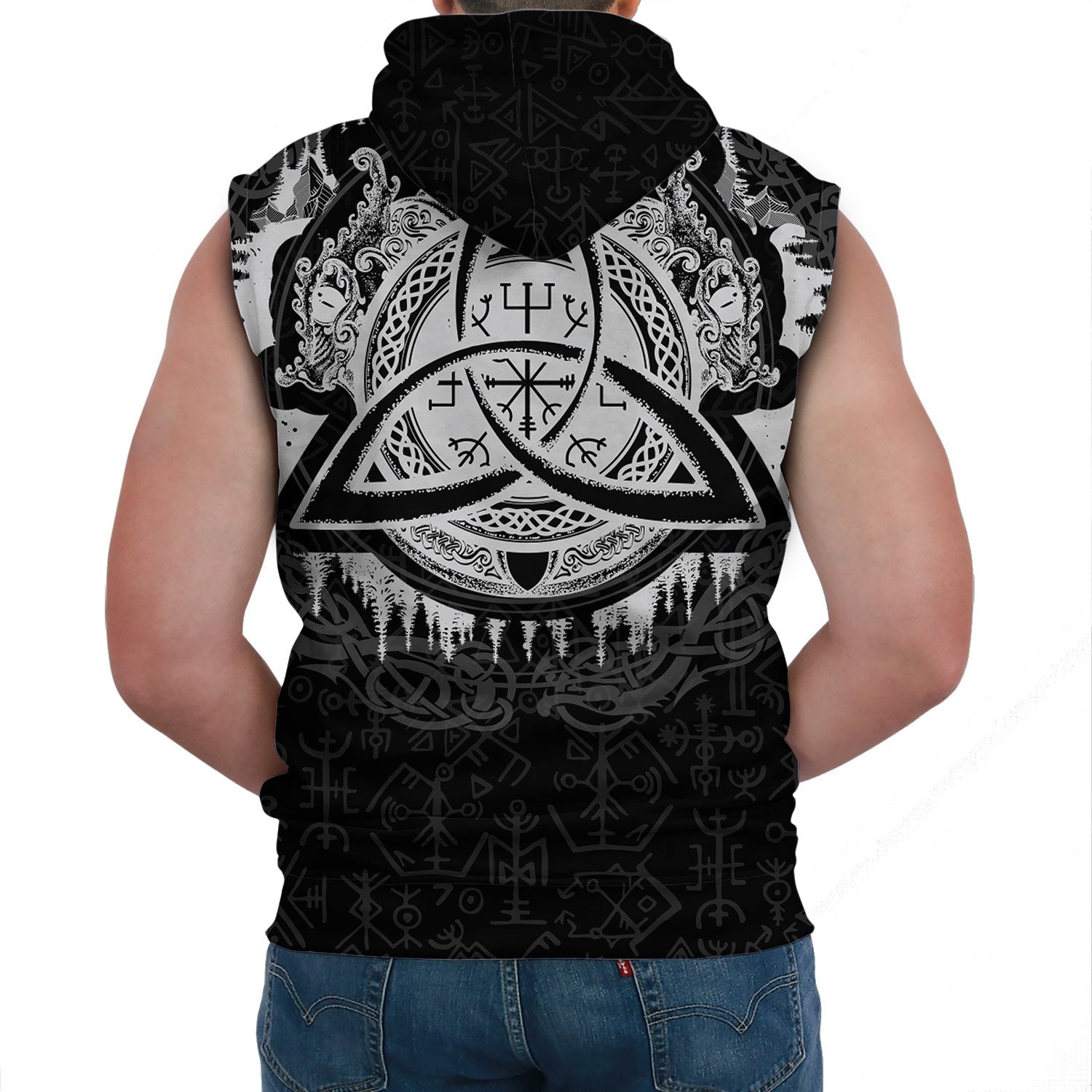 Viking Sleeveless Hoodie Dragon Celtic