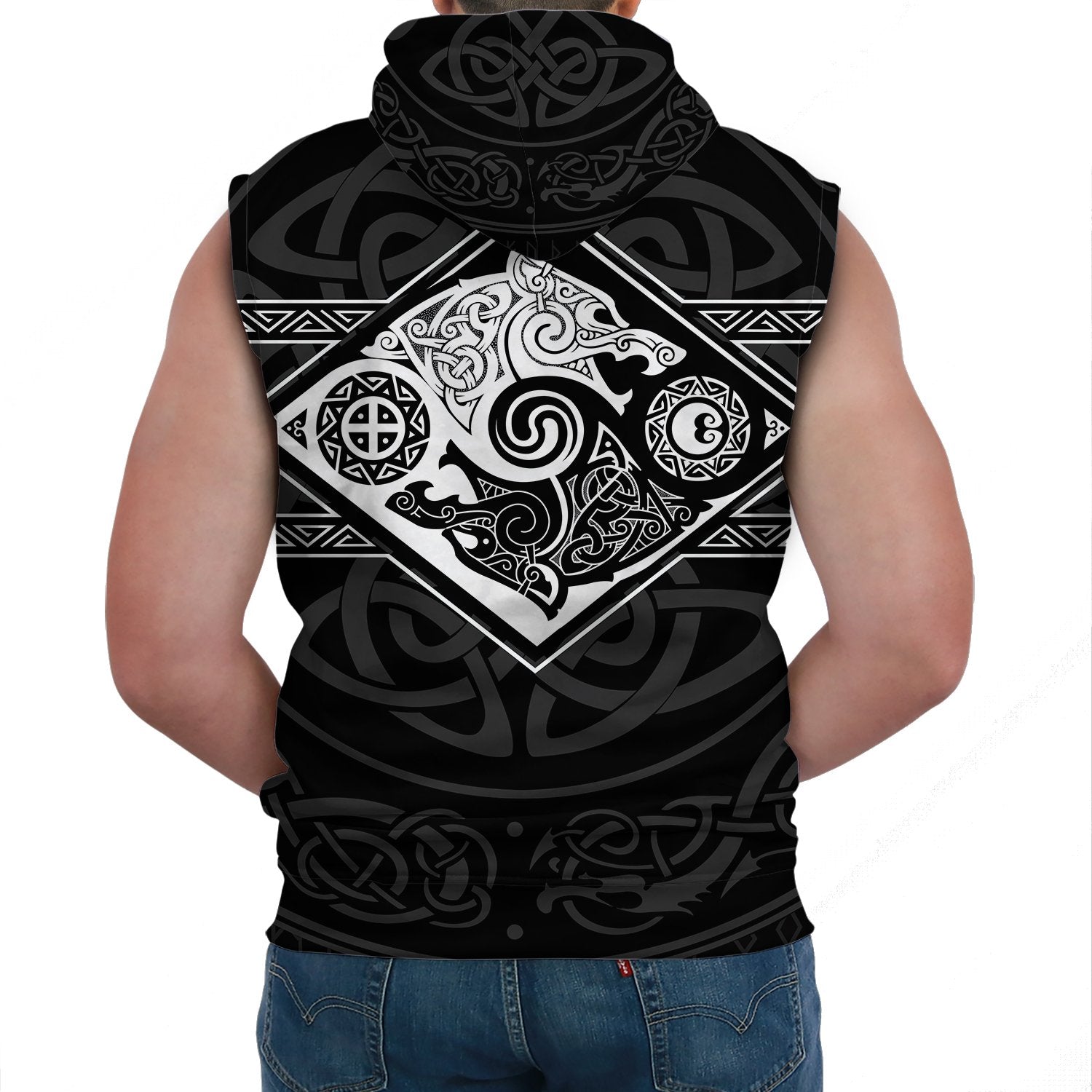 Viking Sleeveless Hoodie The Wolves Skoll And Hati