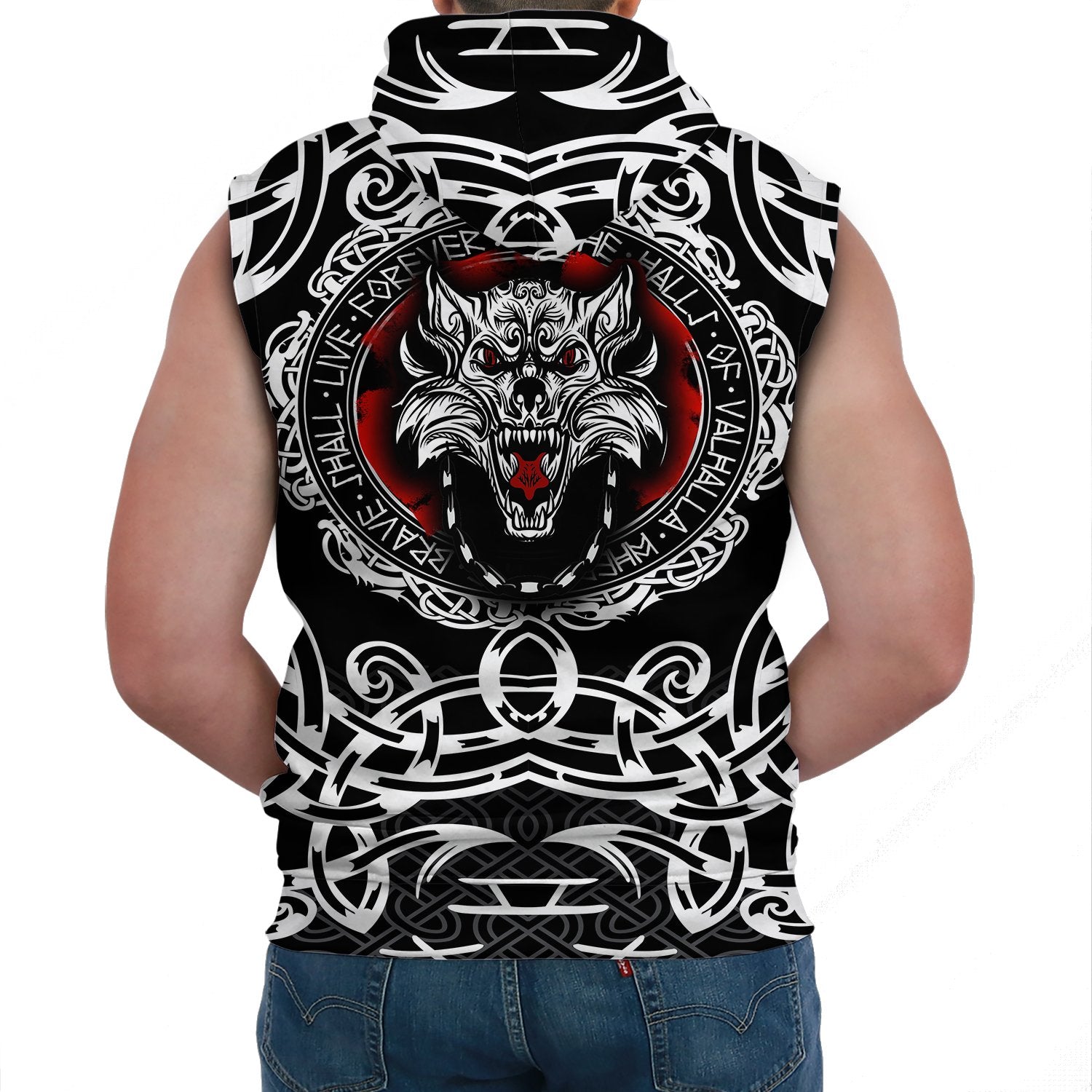 Viking Sleeveless Hoodie Fenrir Wolf Style Ver02