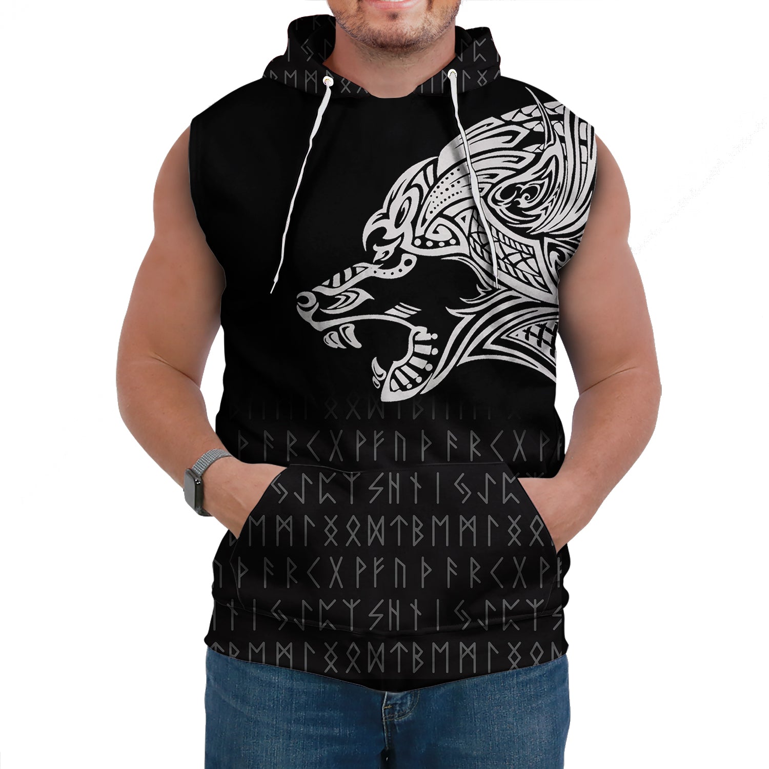 Viking Sleeveless Hoodie Fenrir Tatoo