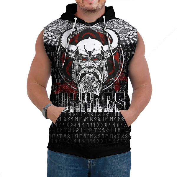 Viking Sleeveless Hoodie Odin Honor Viking Pattern