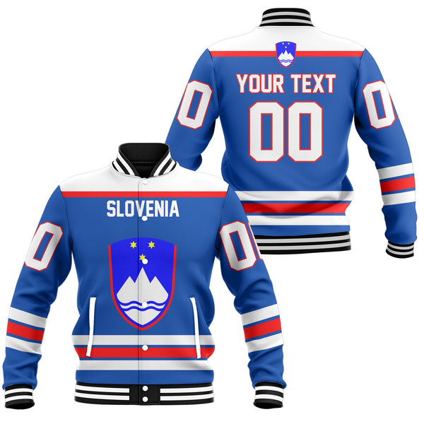 Slovenia Baseball Jacket Flag & Coat Of Arms Hockey Style