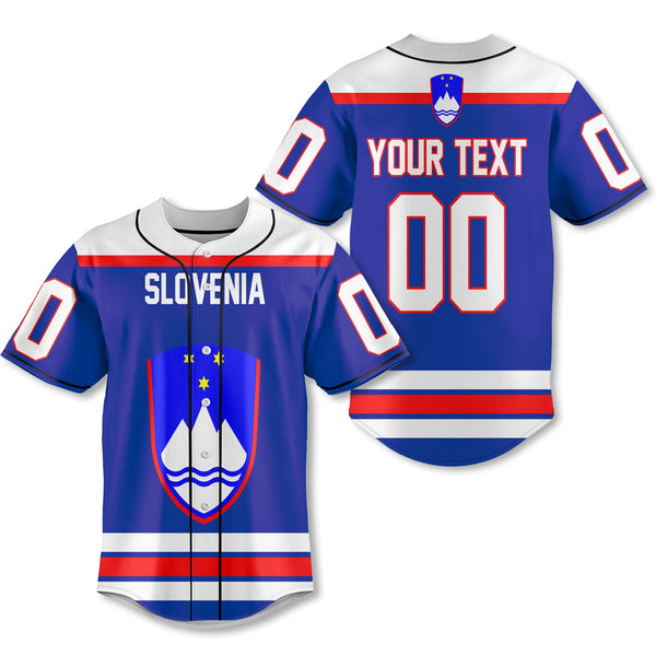 Slovenia Baseball Jersey Flag & Coat Of Arms Hockey Style