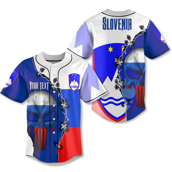 Slovenia Baseball Jersey Flag & Coat Of Arms Skull Style