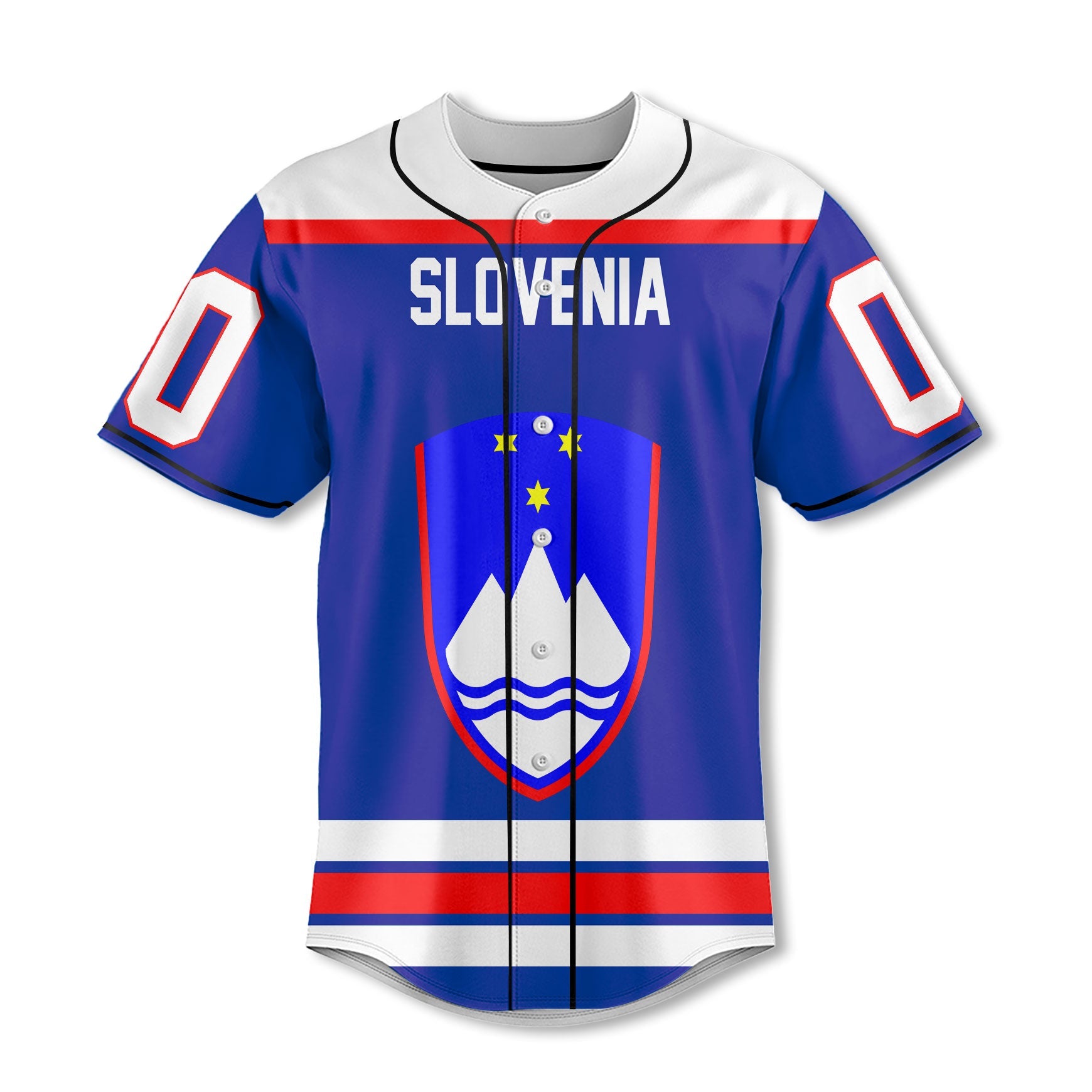 Slovenia Baseball Jersey Flag & Coat Of Arms Hockey Style