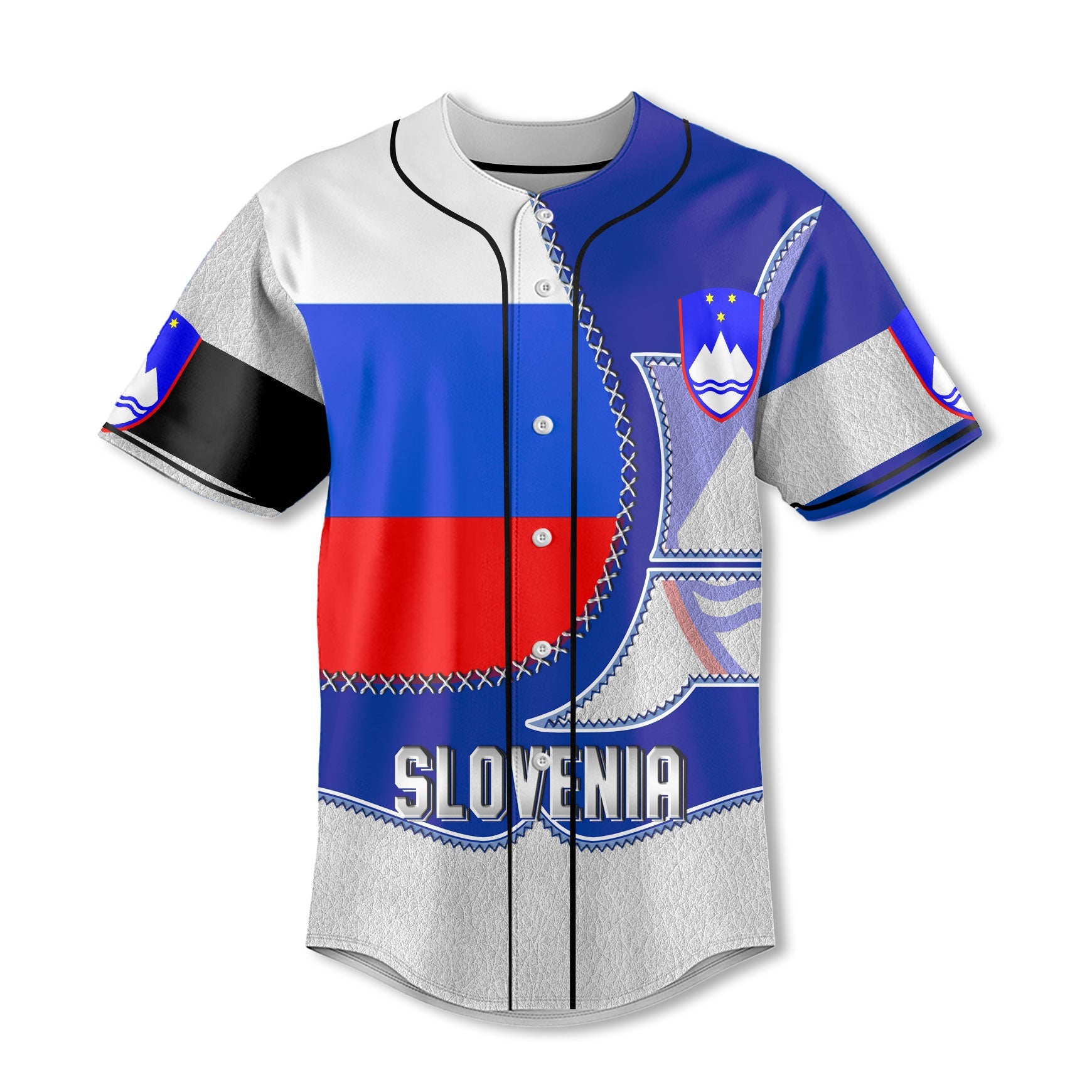 Slovenia Baseball Jersey Flag & Coat Of Arms Leather Style