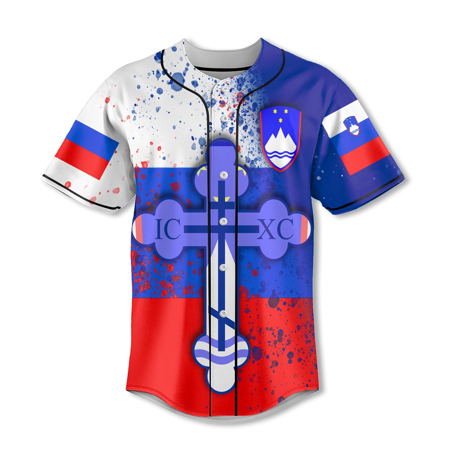 Slovenia Baseball Jersey Flag & Coat Of Arms Orthodox Style