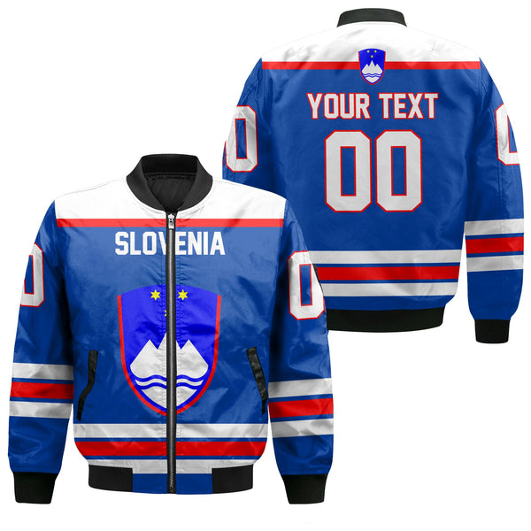 Slovenia Bomber Jacket Flag & Coat Of Arms Hockey Style