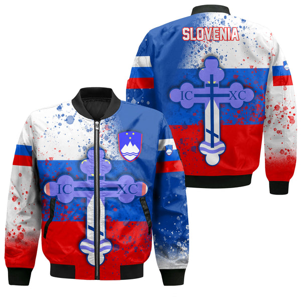 Slovenia Bomber Jacket Flag & Coat Of Arms Orthodox Style