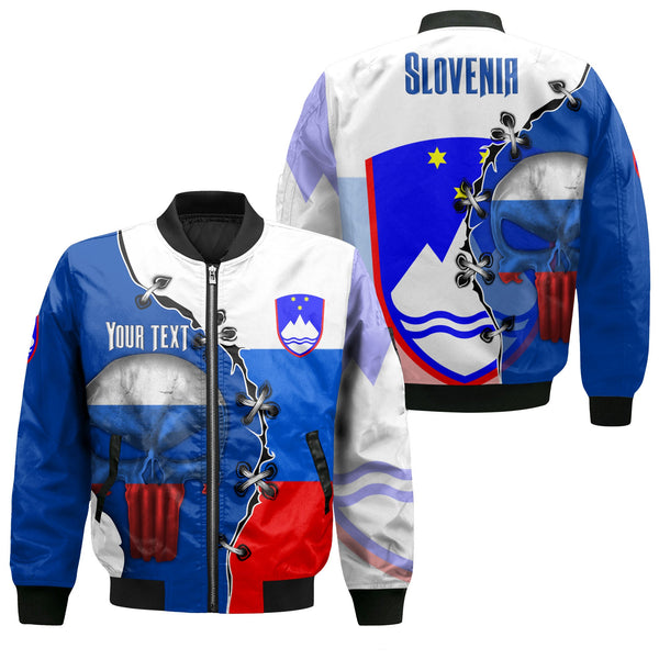 Slovenia Bomber Jacket Flag & Coat Of Arms Skull Style