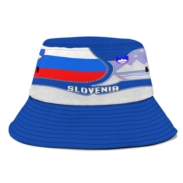 Slovenia Bucket Hat Flag & Coat Of Arms Leather Style