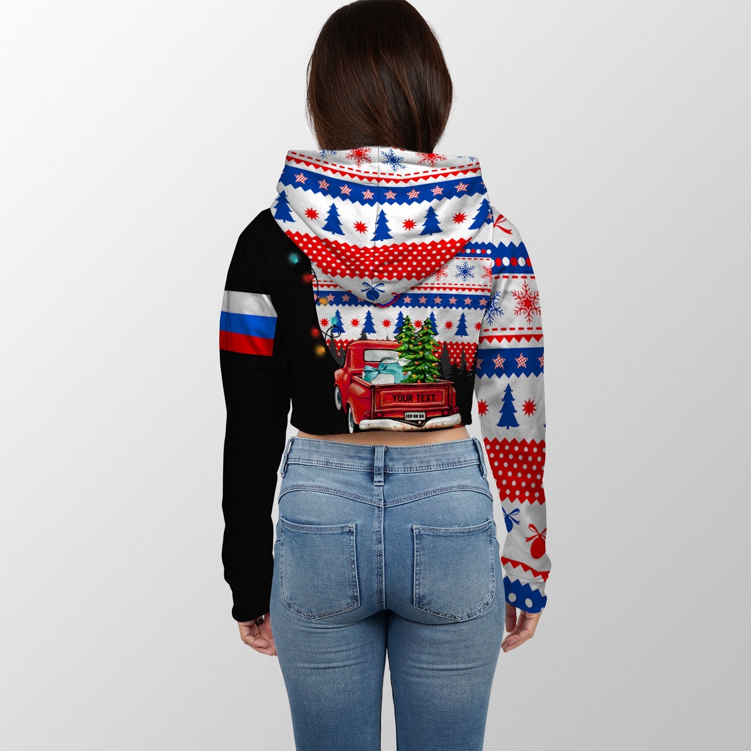 Slovenia Crop Hoodie Coat Of Arms Christmas Style